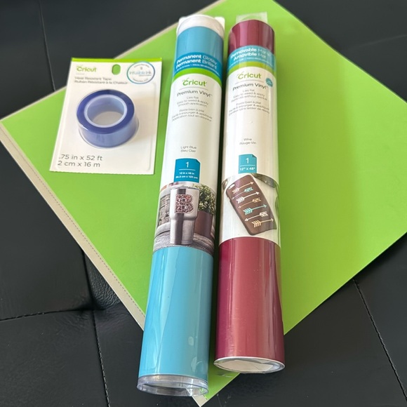Cricut Premium Vinyl Permanent Glossy Light Blue & Wine Colors - Picture 1 of 5